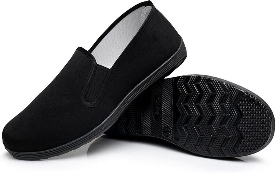 Tai Chi Kungfu Schoenen Unisex Zwarte Antislip Rubberzool
