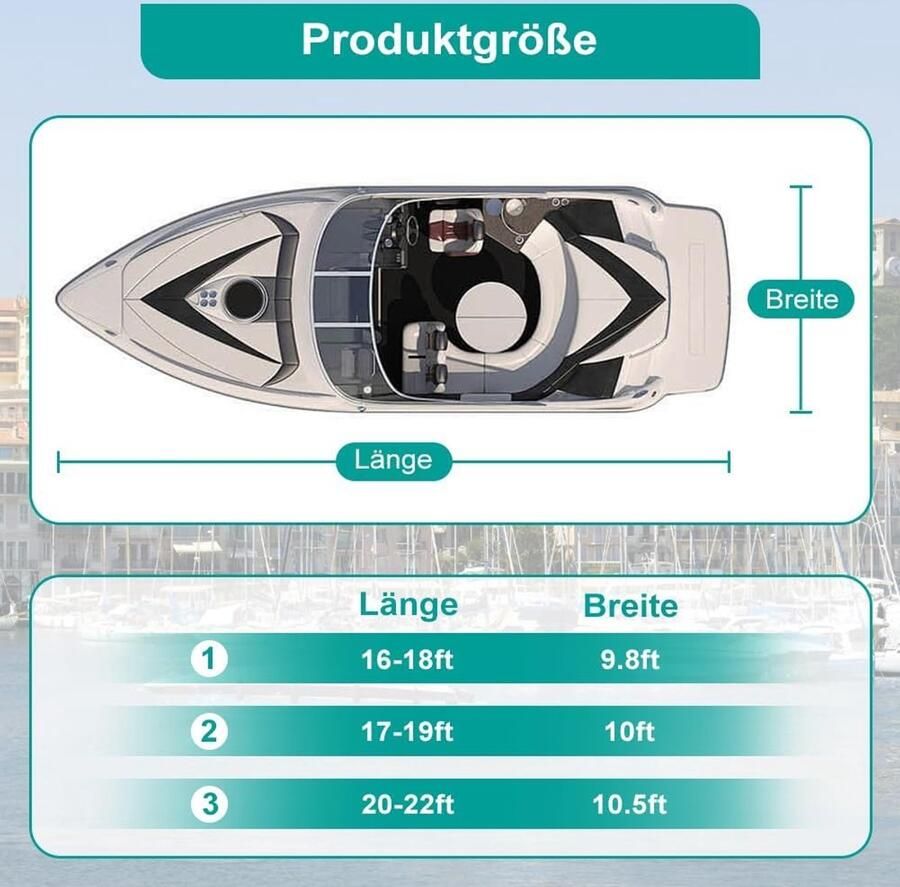 Tarpaulin Boot Personeelspersoneel Bootbedekking 210D Oxford Tissue Waterdichte UV-resistente Persing voor V-Fuselage Rowboat Fishing Boat (16-18ft)