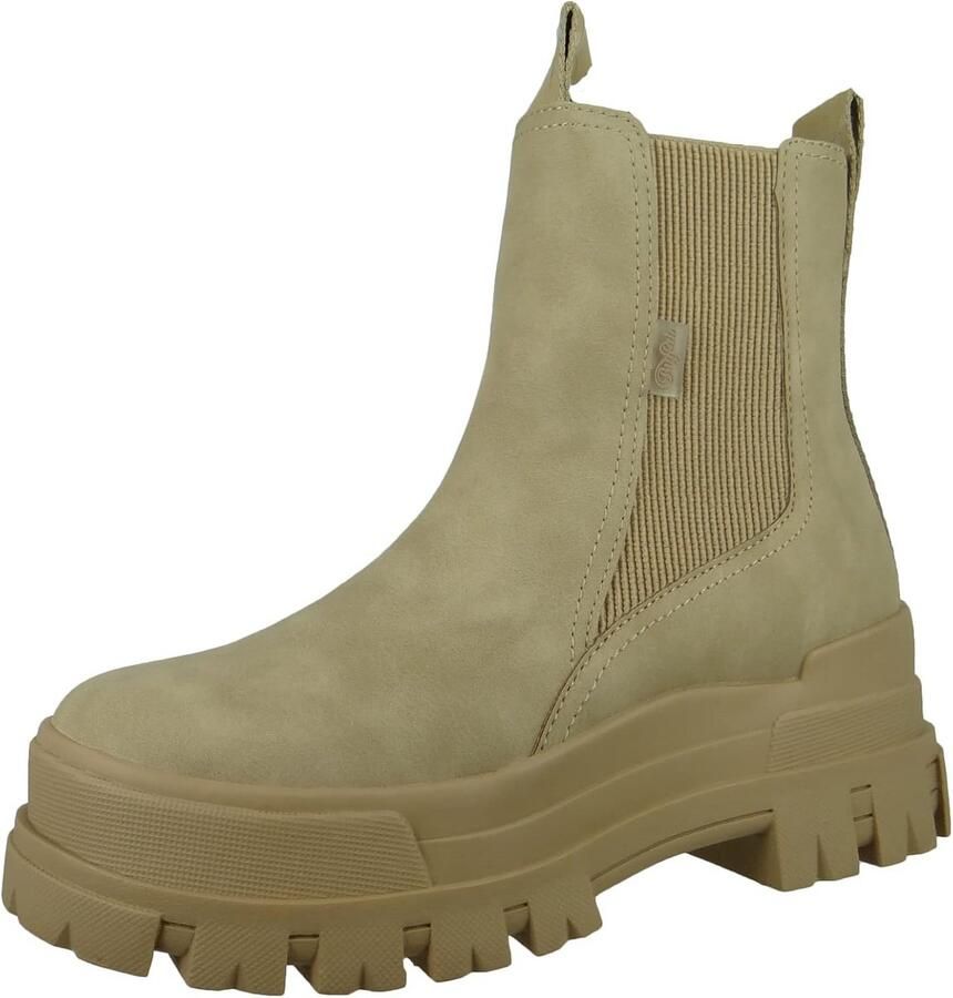 Taupe Chelsea Boots Dames Enkellaarsjes Met Profielzool