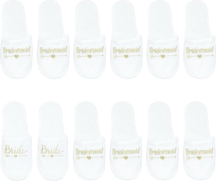 Team Bride Slippers 6 paar: Slippers voor bruiloft Bruid Bruidsmeisjes Slippers Bruid Team Bride Slippers One Size Teenvrije Spa Slippers JGA Accessoires Dames voor Bruidsfeest