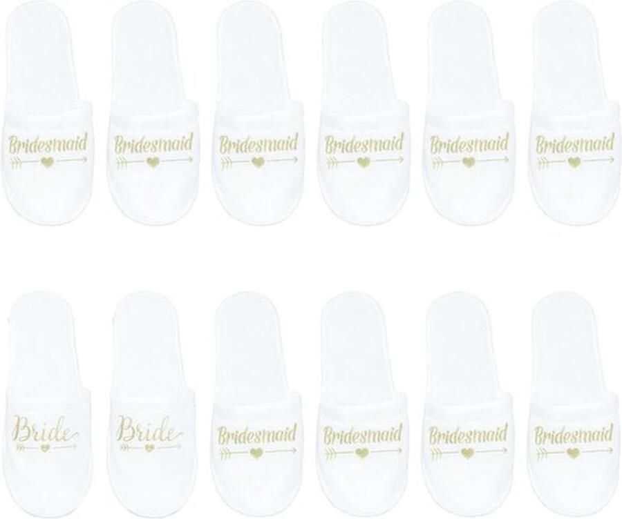 Team Bride Slippers 6 paar: Slippers voor bruiloft Bruid Bruidsmeisjes Slippers Bruid Team Bride Slippers One Size Teenvrije Spa Slippers JGA Accessoires Dames voor Bruidsfeest