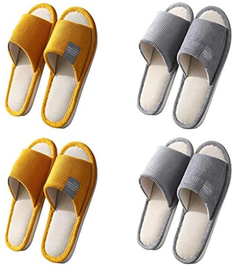 Teceyfeet Set of 4 Pairs Slippers Washable Slippers Slip-on Guest Slippers House Ladies Slipper Indoor Slippers