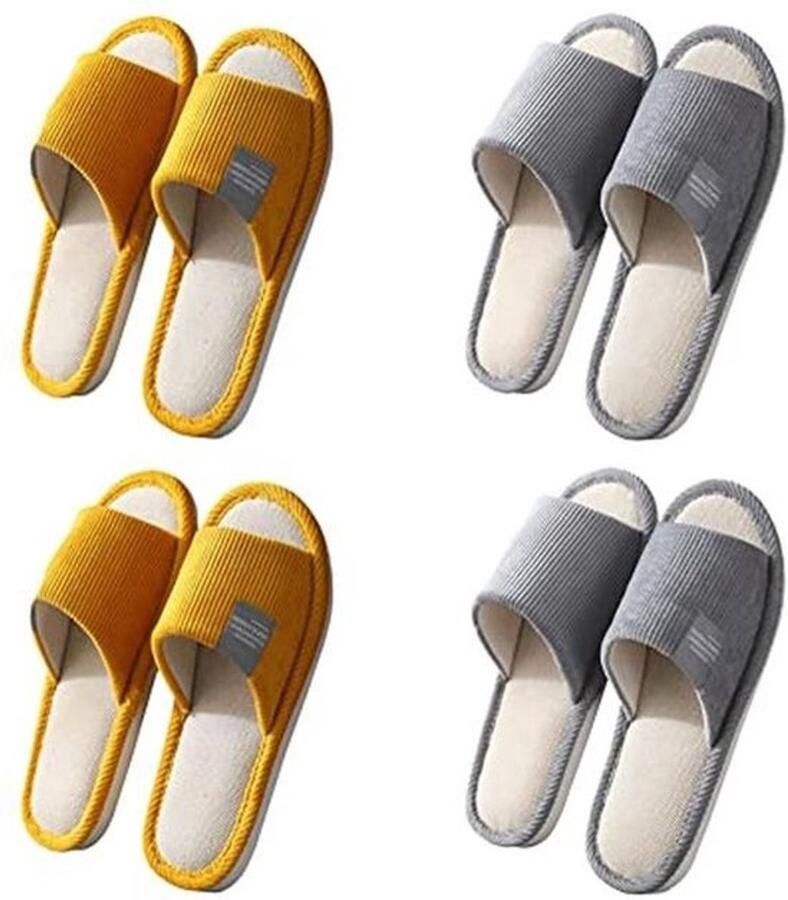 Teceyfeet Set of 4 Pairs Slippers Washable Slippers Slip-on Guest Slippers House Ladies Slipper Indoor