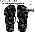 Teckel flip flops flip flop teckel teenslipper teenslippers hond teckelprint slippers badslippers zwart teckel - Zwart