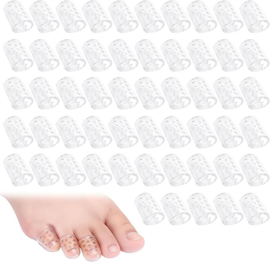 Teenbescherming voor kleine tenen 55 stuks siliconen kappen ade d flexibel en anti-wrijving voor optimale voetbescherming tijdens sport en dagelijks gebruik