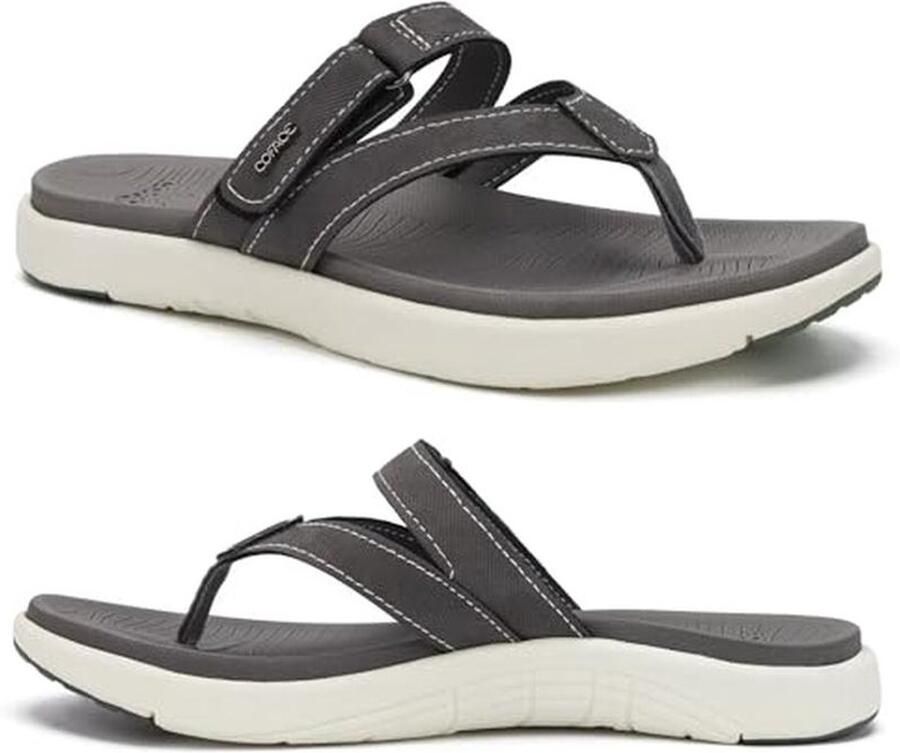 Teenslippers Dames Orthopedisch Comfortabel Leren Flip Flops voor Zomer Strand en Zwembad