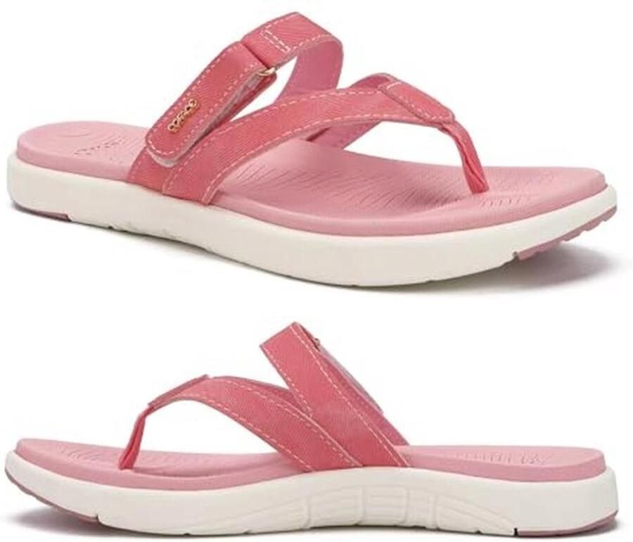 Teenslippers Dames Orthopedisch Comfortabel Leren Open Teen Sandalen voor Zomer Strand en Zwembad