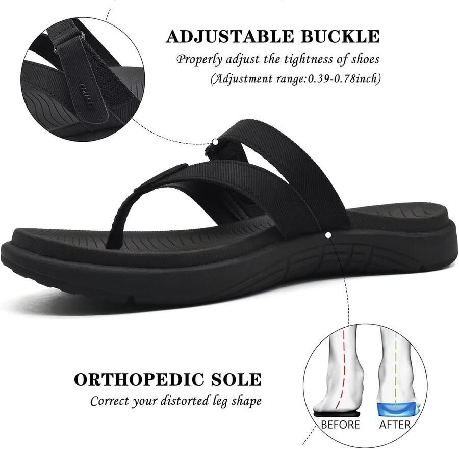 Teenslippers Dames Orthopedische Comfortabel Leren Stof Elegants Flip Flops Vrouwen Leer Zomer Strand Zwembad Licht Yogamat Open Teen Sandalen Antislip Rubberen Zool Zwart