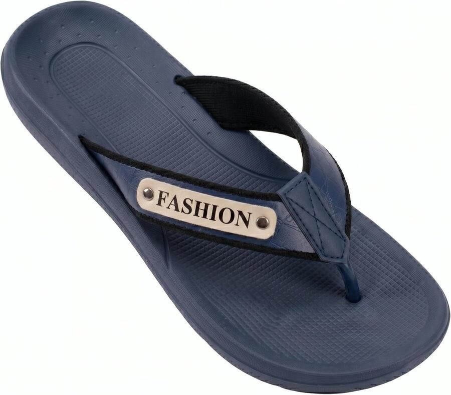 Teenslippers heren 44 EU dikke zool donkerblauw ademend en antislip ShopVlot