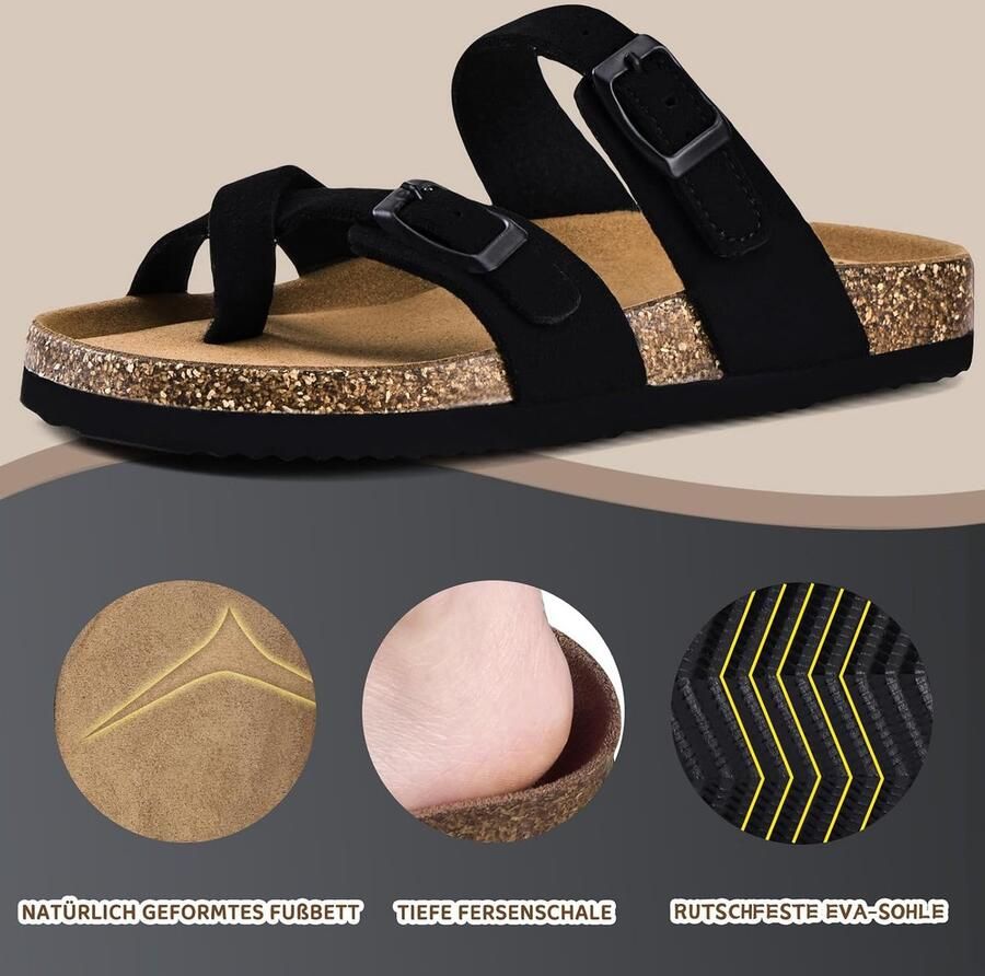 Teenslippers Met Gescheiden Tenen Kurksandalen Voor En Verstelbare Gesp Antislip Geschikt Voor Binnen En Buiten