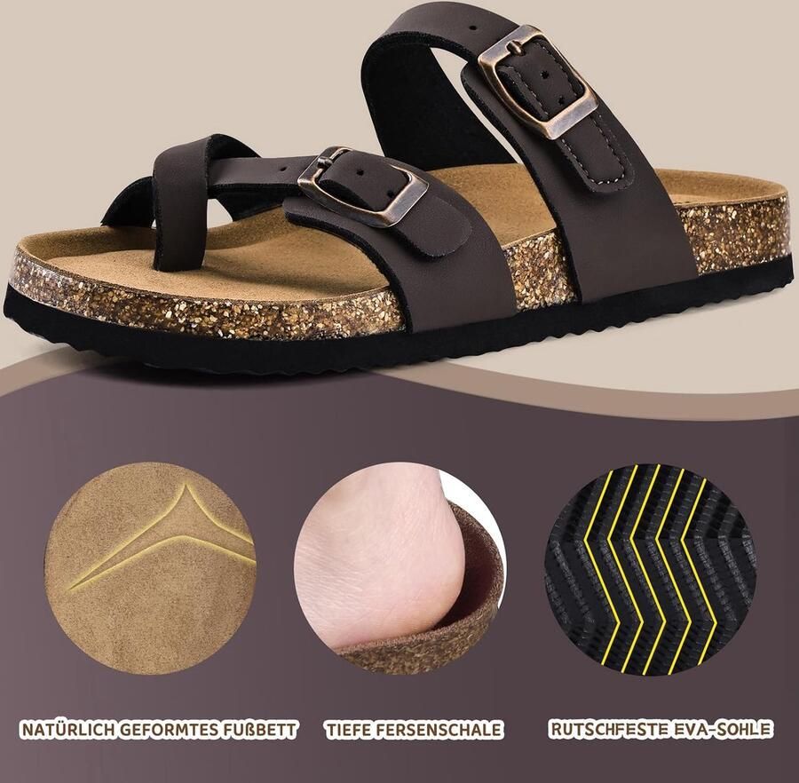 Teenslippers Met Gescheiden Tenen Kurksandalen Voor En Verstelbare Gesp Antislip Geschikt Voor Binnen En Buiten