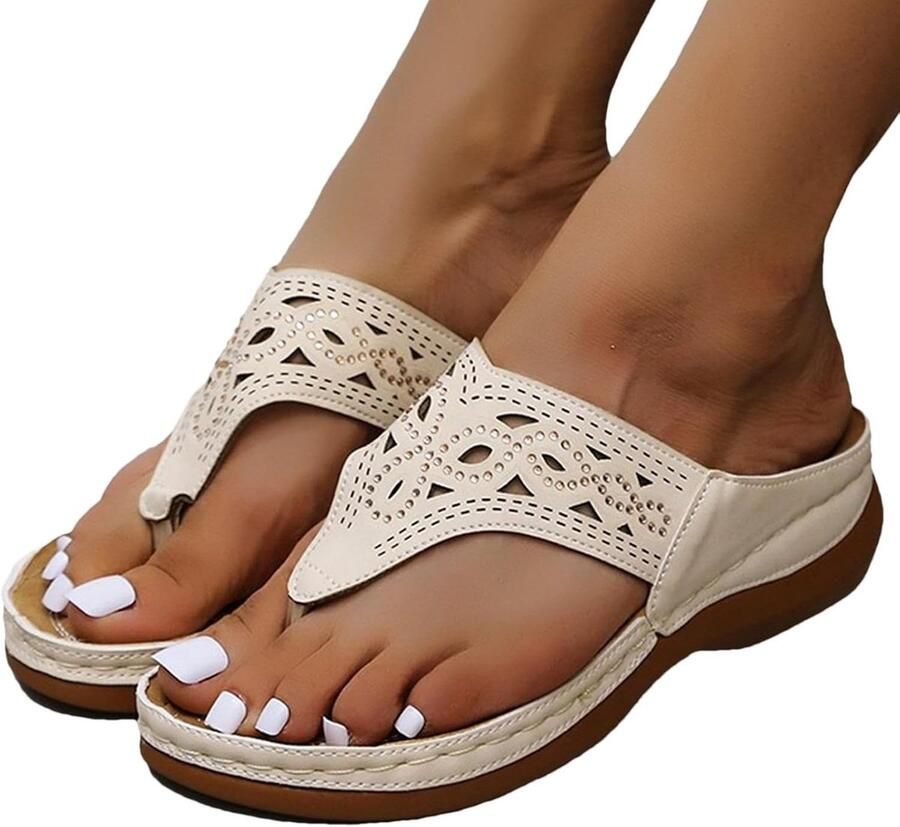 Teenslippers met steunzool Casual antislipslippers voor winkelen dagelijks gebruik reizen vakantie Eastuy