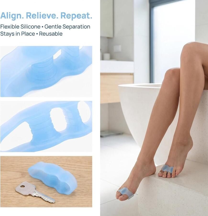 Teenslippers met zachte siliconen 4 paar voor overlappende tenen valguscorrectie en comfort voor nen en