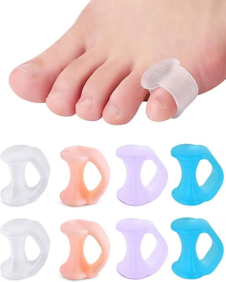 Teenslippers Siliconen 8 Paar Slijtvaste Teenslippers Teenspreiders voor Overlappende Tenen Pijnverlichting Veiligheid Gegarandeerd