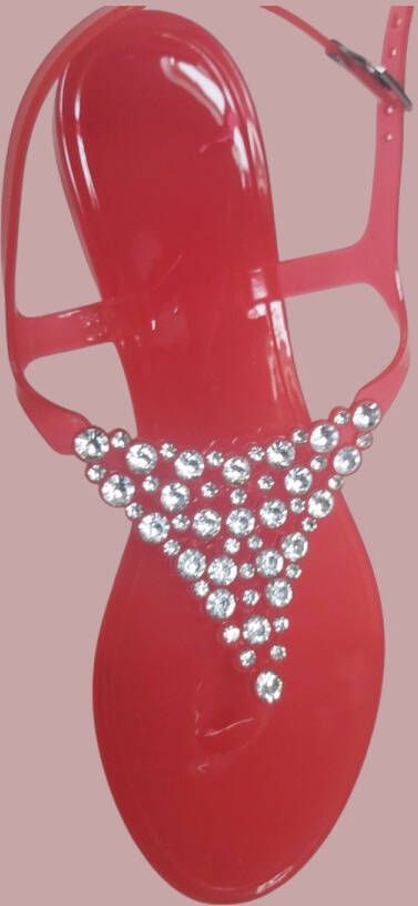 Merkloos Sans marque teenslippers met brede strass en enkelbandjes