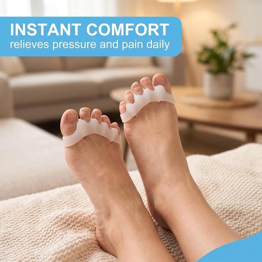 Teenslippers van siliconen 6 stuks 3 paar in zwart blauw en wit afstandhouders voor voetcorrectie en comfort