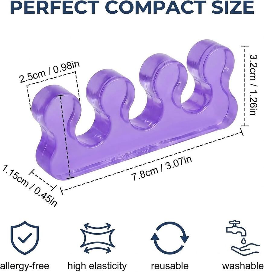 Teenslippers van zachte siliconen wasbare en herbruikbare scheiders voor pedicure en nagellak ideaal voor nail art en icure in 4 kleuren