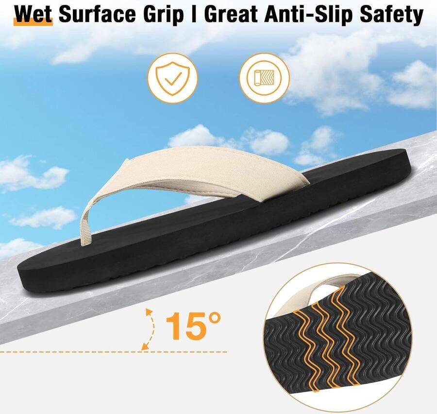 Teenslippers voor en Lichte Platte Sandalen met Ade de Stoffen Bandjes Antislip Flip-Flops voor Zwembad Strand Reizen en Thuis