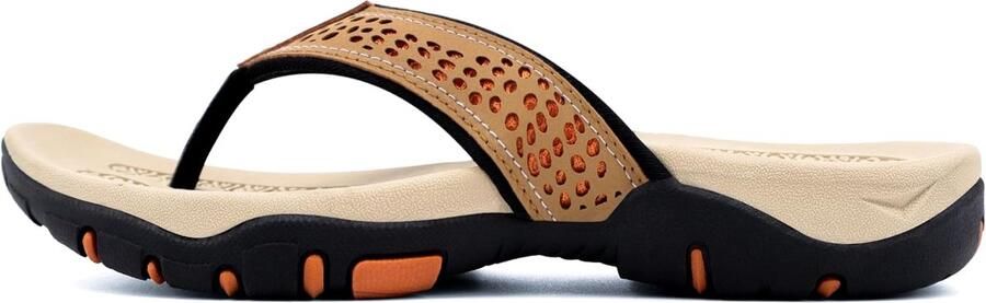Flip flops heren 39.5 EU khaki ondersteunende zool anti-slip strandsandalen ShopVlot
