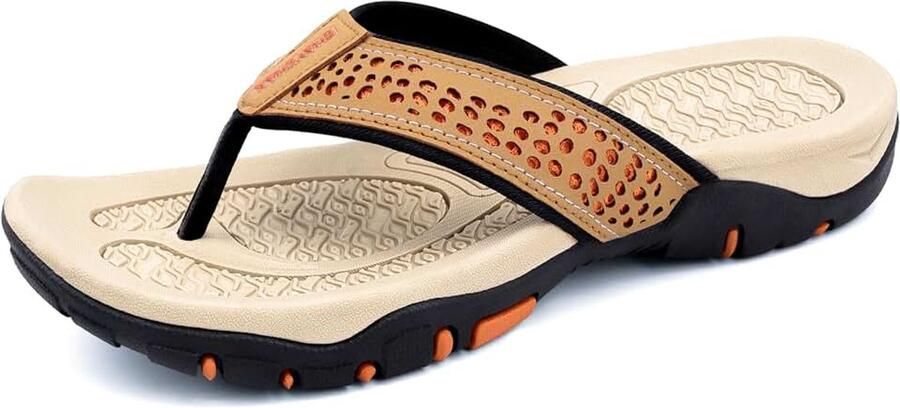 Teenslippers voor Heren Steunzool Flip Flops Anti Slip Strand Sandalen Zacht Zwembad Slipper Schoenen Khaki 40