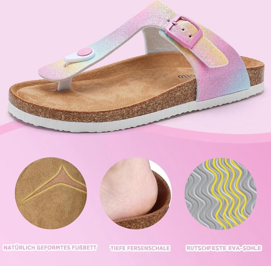 Teenslippers voor kinderen slippers met kurk voor en pantoffels riem verstelbare gesp antislip slippers voor binnen en buiten