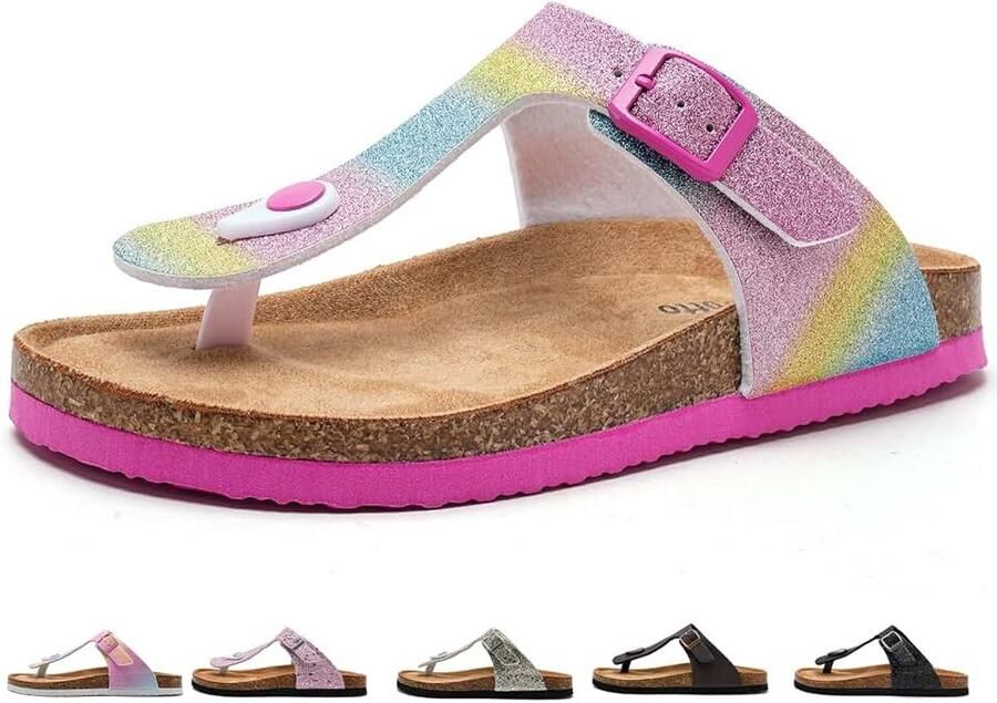 Teenslippers voor kinderen slippers met kurk voor en pantoffels riem verstelbare gesp antislip slippers voor binnen en buiten