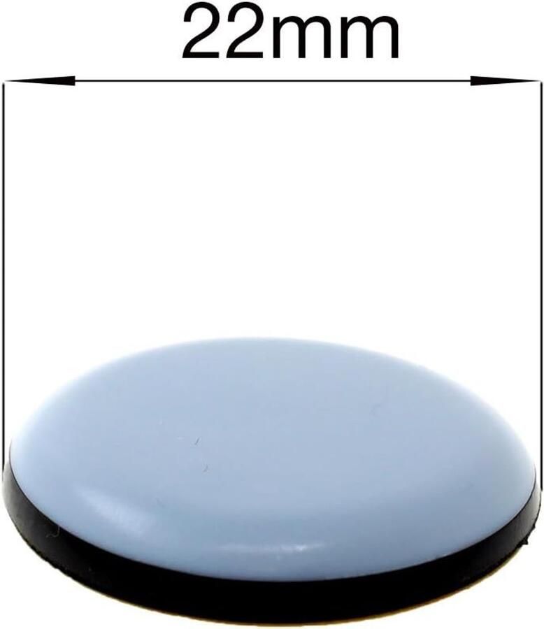 Teflon PTFE meubelglijders rond zelfklevend verschillende maten en hoeveelheden verkrijgbaar (22mm hoeveelheid 16)