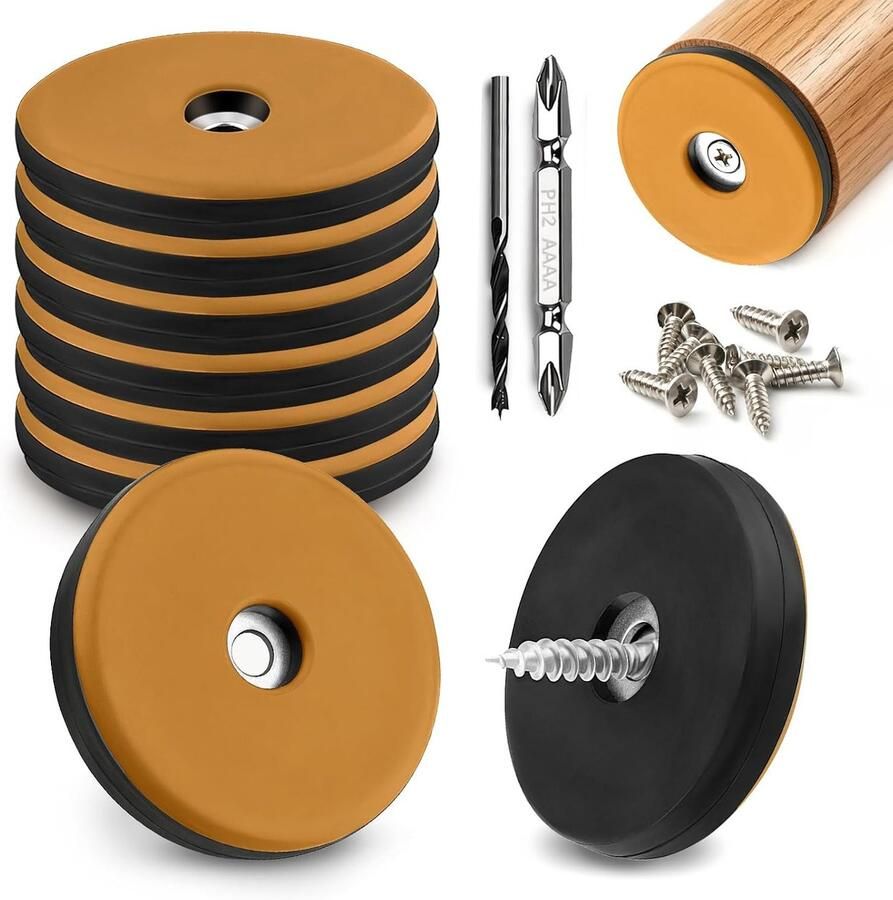 Teflonglijders om vast te schroeven 8 stuks vloerglijders Ø 50 mm (rond oranje) meubelglijders met 8 roestvrijstalen schroeven en 2 boren teflon meubelglijders effectieve bescherming van je