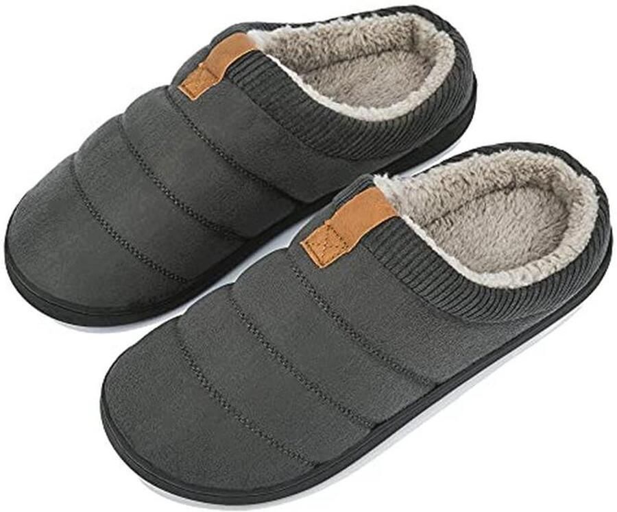 TEGELE Sloffen Heren Winter Warme Huis Sloffen Traagschuim Pantoffels met Antislip Rubberen Zool voor Binnen Buiten