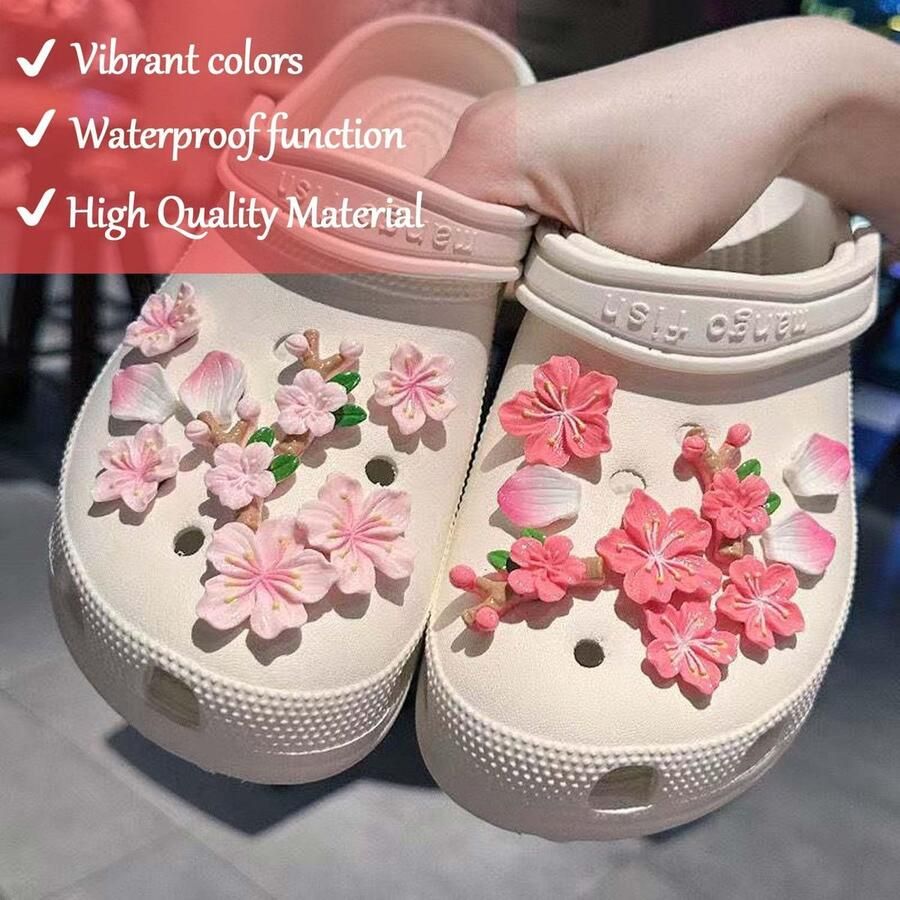 Thijox 18 stuks bloemschoenstekers voor Crocs kleurrijke schoencharms schattige schoenversieringen DIY bloemschoenen perfect voor kinderen en fe