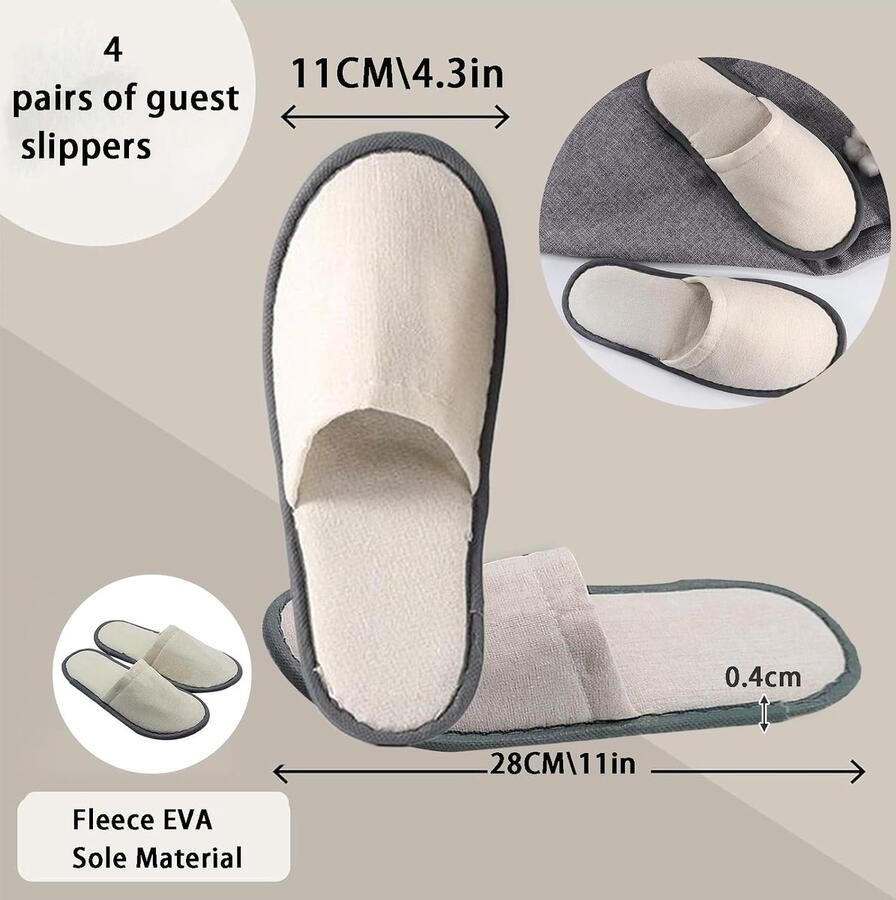Thijox 2 Paar Wegwerp Hotelpantoffels voor Gasten Comfortabel en Ade d Uniseks Universele Wit Ideaal voor Spa Familie en Feest