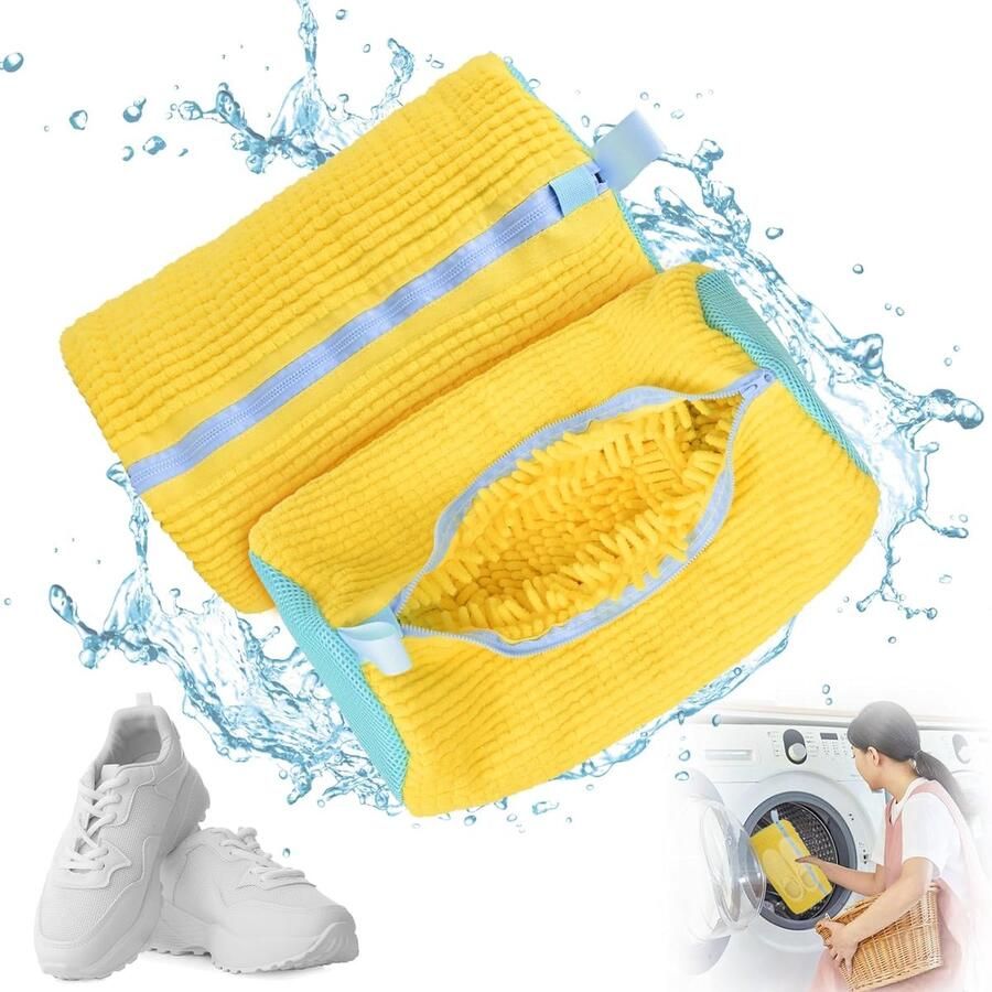 Ronte Schoenwasmachinetas voor trainers en sneakers herbruikbare schoenpoetszak met rits. Geschikt voor sneakers canvas en tennisschoenen. Set van - Foto 2