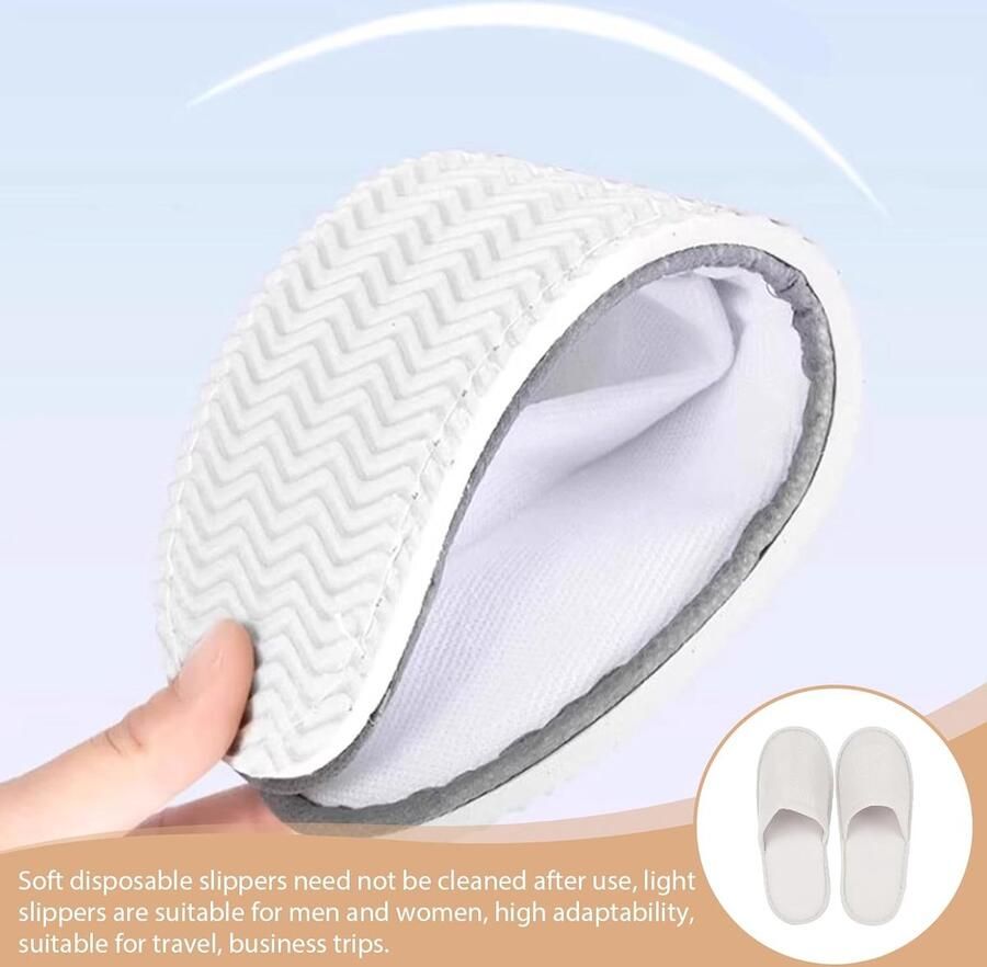 Thijox 20 Paar Hotelpantoffels Hotelslippers Badstof Slippers Wegwerp Pantoffels voor Thuis Wellness Salon en Beauty Center Uniseks