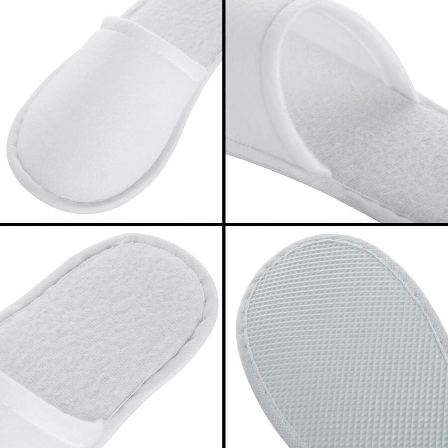 Thijox 20 Paar Wasbare Pantoffels voor en Comfortabele Hotelpantoffels Zachte Antislip Slippers voor Thuis Spa Reizen Wit