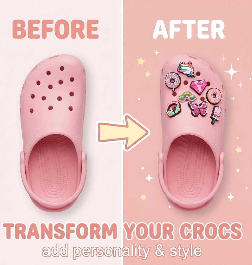Thijox 50 Stuks Roze Bedels voor Klompen Cartoon Spelden Versieringen voor Schoenen Sandalen en Armbanden Doe-Het-Zelf Accessoires voor Kinderen