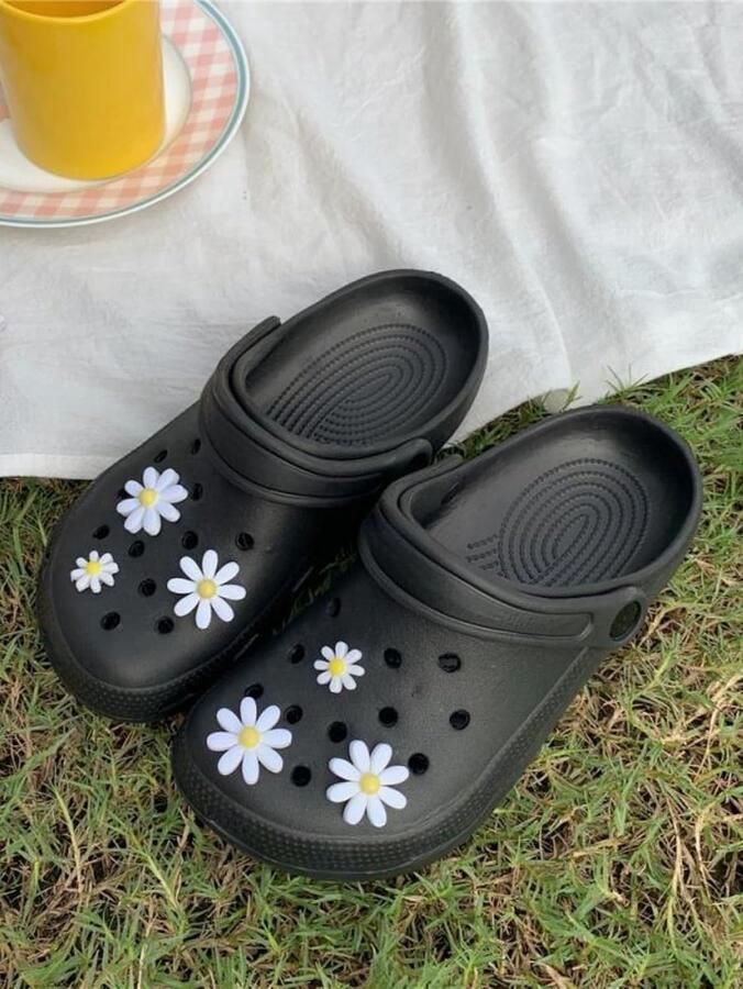 Thijox 6-delige kleurrijke madeliefje bloem schoenhangers decoratieve accessoires voor sneakers en klompen unieke schoenbedels voor feest en dagel