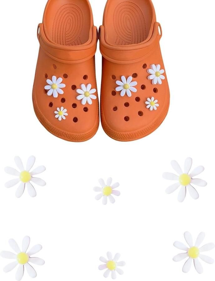 Thijox 6-delige kleurrijke madeliefje bloem schoenhangers decoratieve accessoires voor sneakers en klompen unieke schoenbedels voor feest en dagel