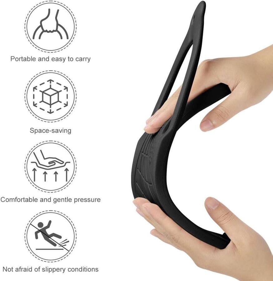 Thijox Antislip Teenslippers voor en Opvouwbare Badslippers met Getextureerde Zool Zwart Ideaal voor Strand Vakantie