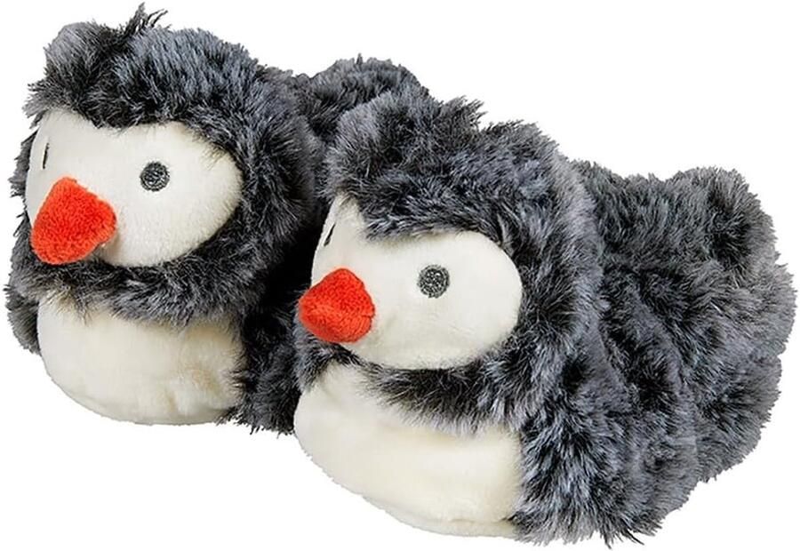 Thijox Baby Sloffen Penguin Zwart Pantoffels voor Baby Comfortabele Kraamcadeau voor en Schattige En Warm Voetjes