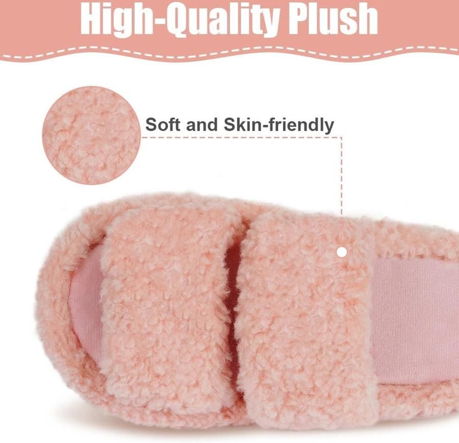 Thijox Dames Pantoffel Peep Toe Warme Winter Slipper Slip On Traagschuim Huisschoenen voor Thuis Comfortabele Huisschoenen in Maten en Kl