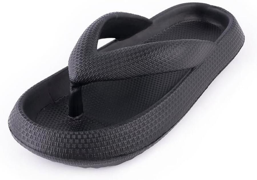 Thijox Dames Teenslippers Zwart Waterdicht Antislip EVA-materiaal Perfect voor Strand Zwembad Huis