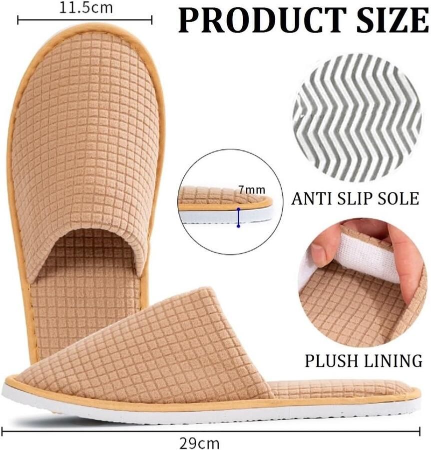 Thijox Gastenslippers voor en Badstofslippers Spa Slippers Pantoffels 4 Paar Universele Maat XX-Large Ideaal voor Hotels Kantoor