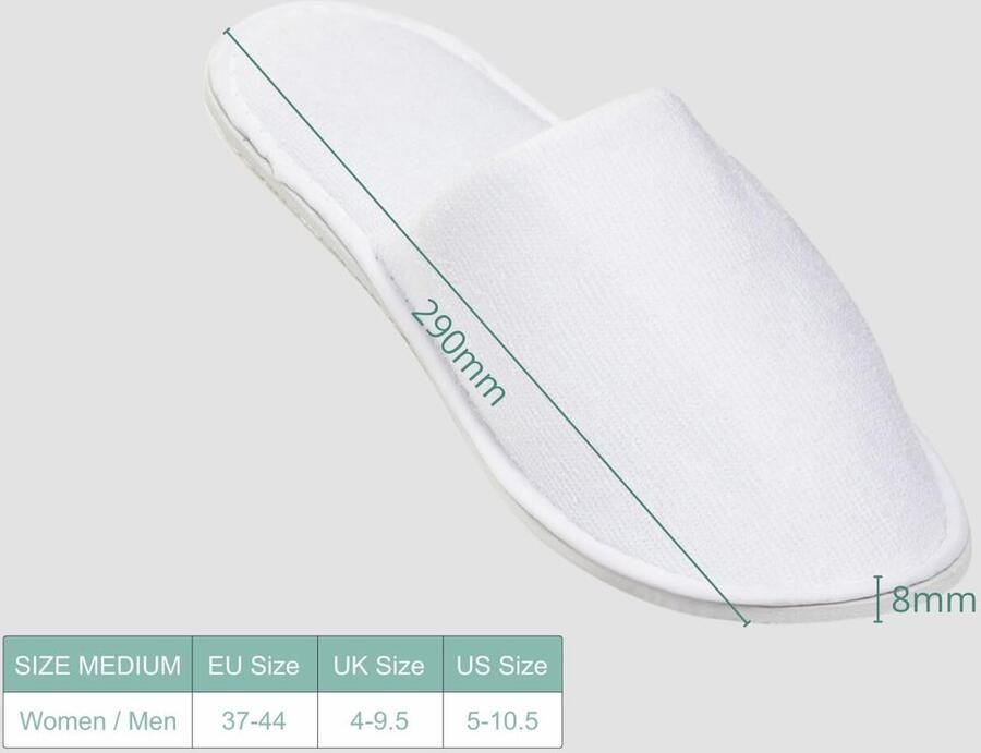 Thijox Hotelslippers set gastenpantoffels badstof universele maat wegwerppantoffels voor bruiloft wit