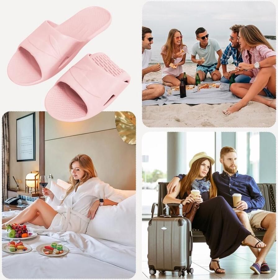 Thijox Opvouwbare Pantoffels voor en Plastic Draagbare Reisslippers Antislip Lichtgewicht Hotelslippers voor Badkamer Spa en Reizen