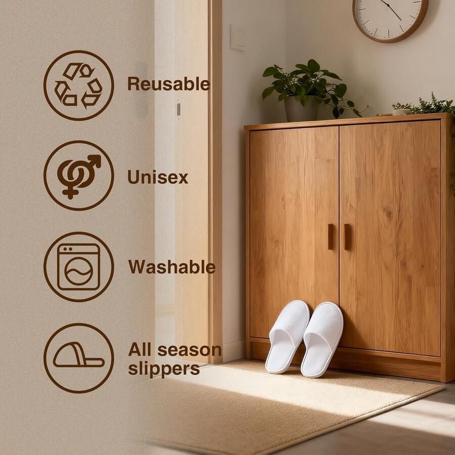 Thijox Spa Pantoffels Wegwerpsloffen Katoenen Fluwelen Pantoffels met Gesloten Teen 10 Paar Ideaal voor Thuis Slaapkamer Badkamer Hotel en Co