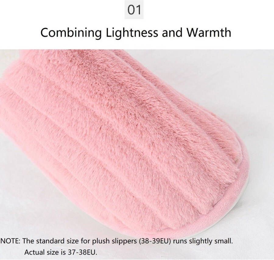 Titel: Winterpantoffels dames met imitatiebont Warme pluche sloffen met antislipzool voor gezellige avonden in de slaapkamer