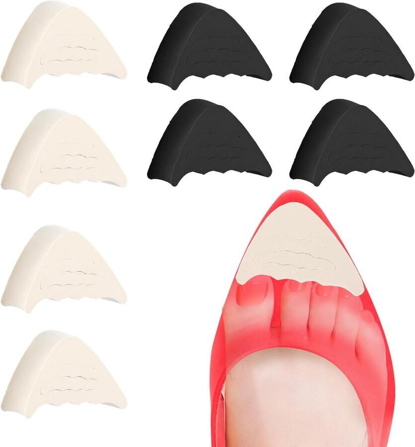 Toe inserts voor oversized schoenen 4 paar verstelbare schoeninlegzolen half maat kussenzolen passen bij een maat schoenen voor en nen casual sportschoenen hoge hakken laarzen (zwart en kaki)