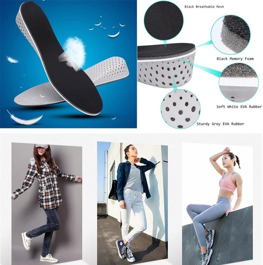 Toename schoenen binnenzool ademend geheugen schuim hoogte toename inlegzool onzichtbare verhoogde hiel liften schoen liften schoen inlegzolen lift inlegzolen