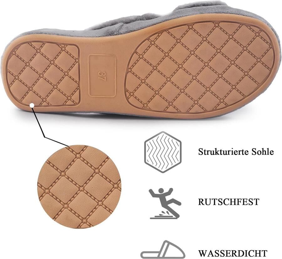 Traagschuim pantoffels met ondersteuning van de boog verstelbare klittenbandsluiting diabetici brede open teen pantoffels indoor outdoor Boog grijs