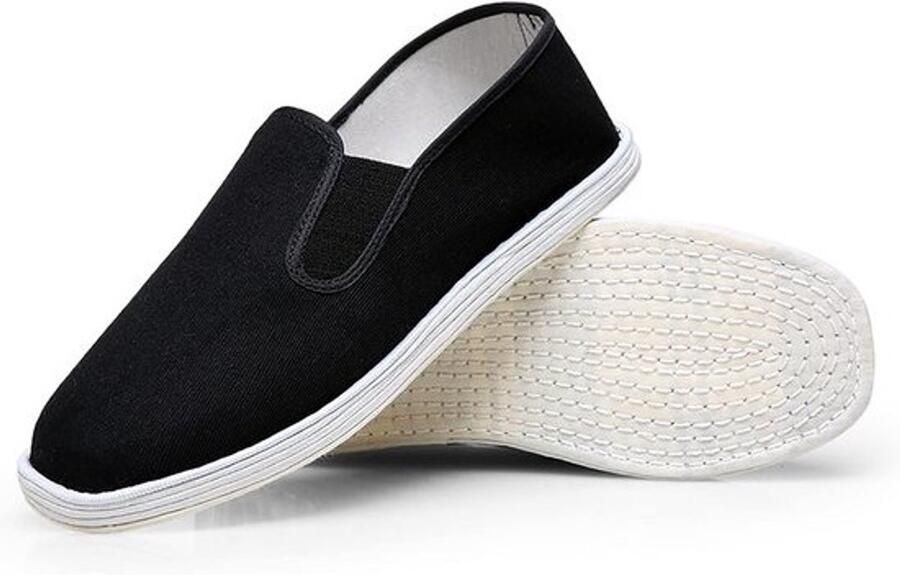Traditionele Chinese Canvas Schoenen Unisex Handgemaakt Zwart Katoen voor Tai Chi en Kungfu